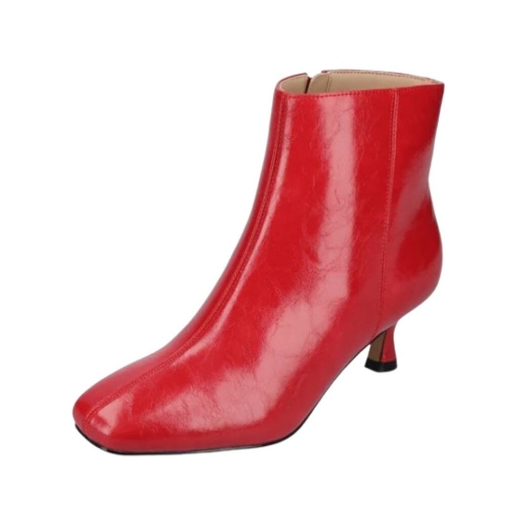 JOURNEE COLLECTION Kelssa Heeled Booties Size 8 Red Patent Vegan Leather NIB